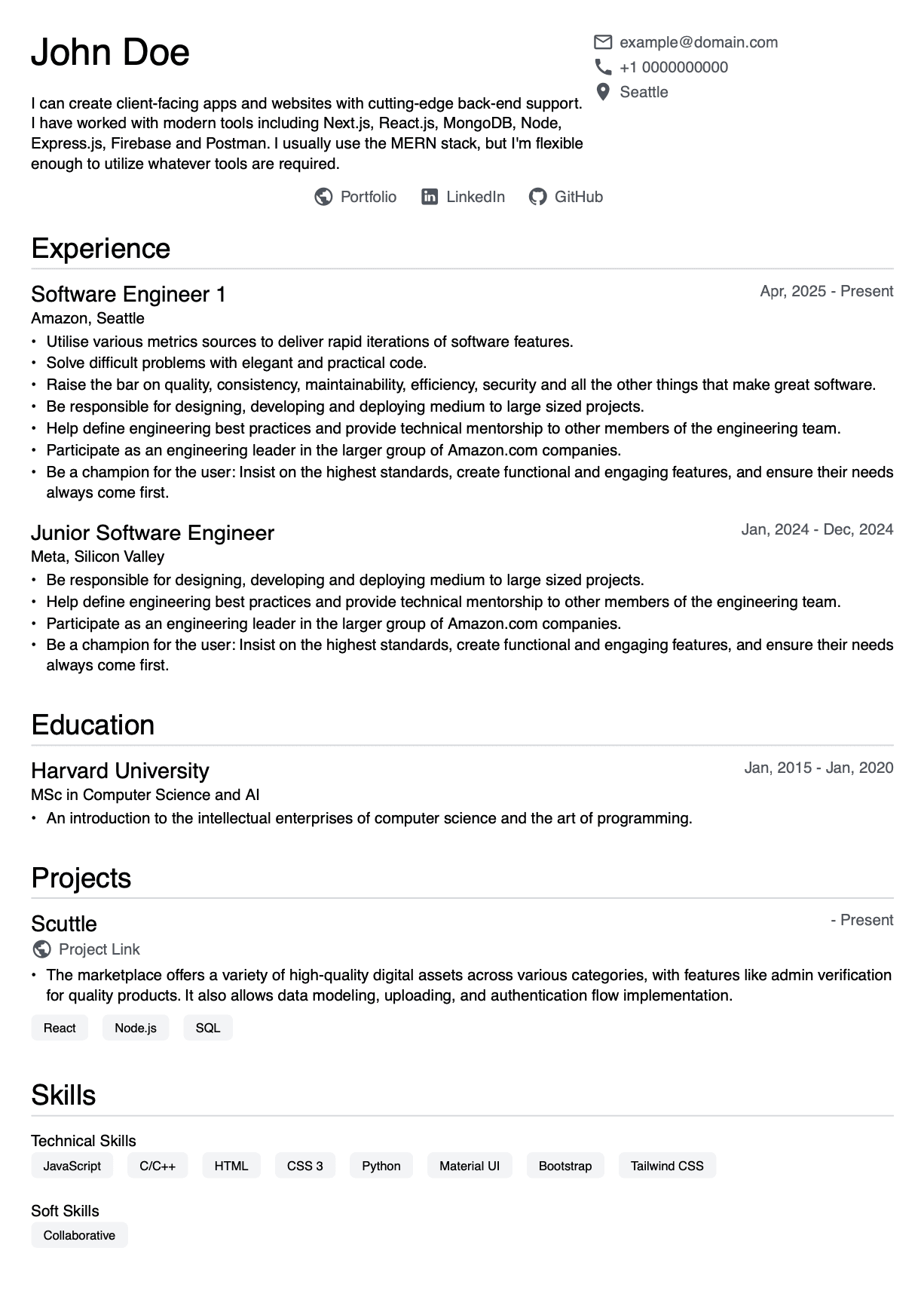 Classic resume template